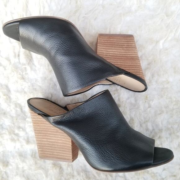 Black Heeled Mule Naturalizer Sloan Size 9 Leather Open Toe Slide Slip On VGUC - Picture 13 of 14